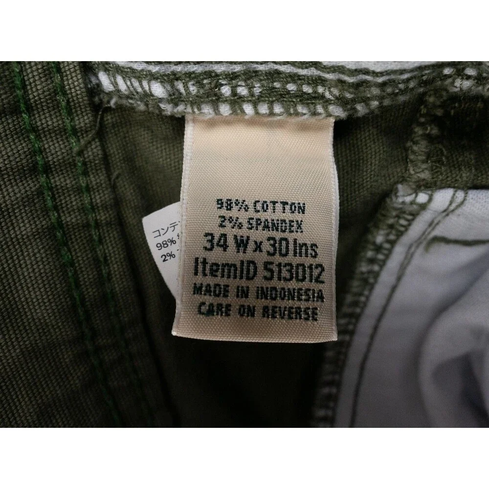 LL Bean Pants Mens 34x30 Actual 34x29 Olive Green Bean Flex Canvas Cargo Outdoor